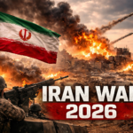 Explosion and military conflict scene representing Iran war 2026 crisis