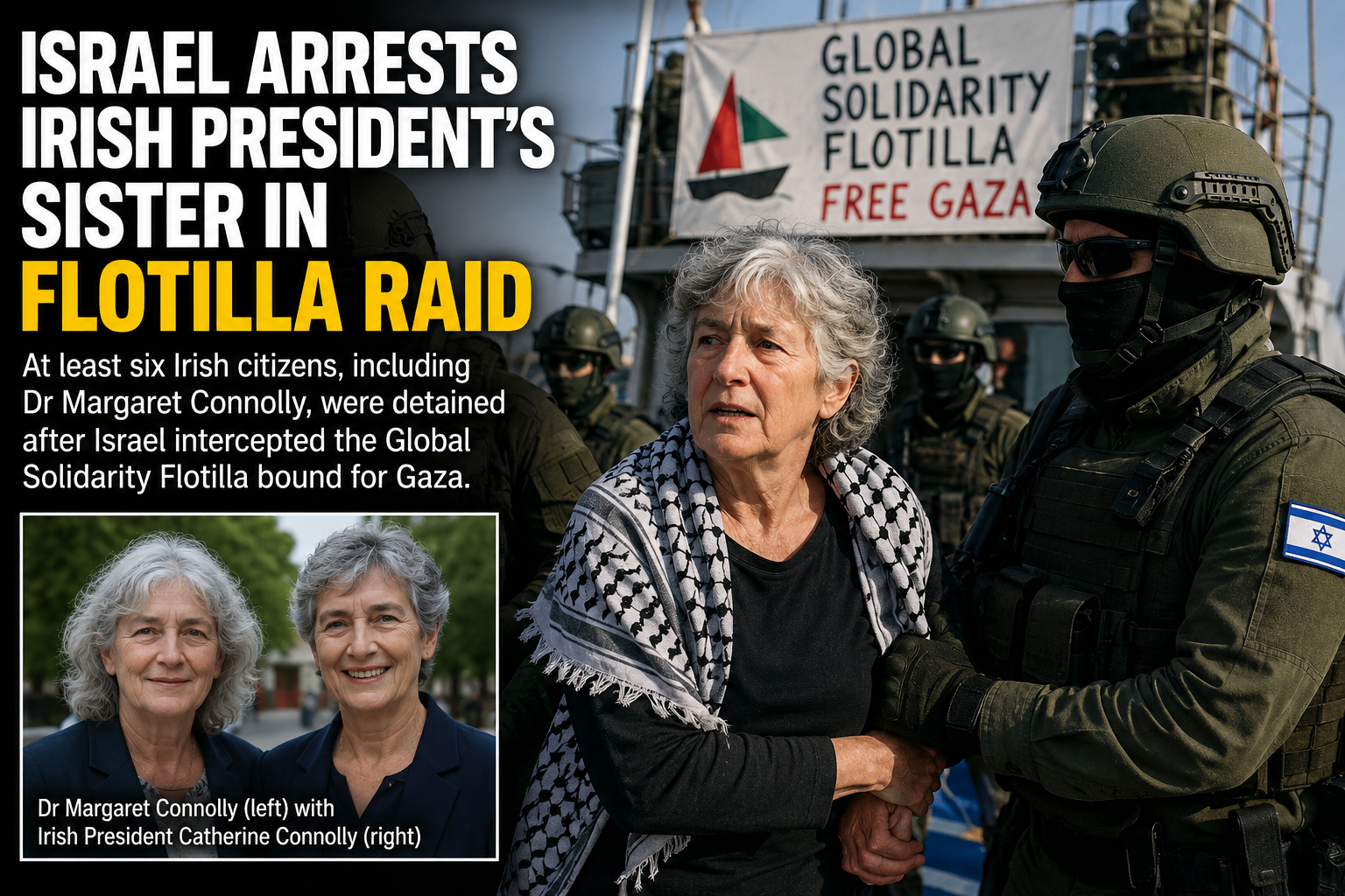 Israel arrests Irish president's sister in flotilla raid