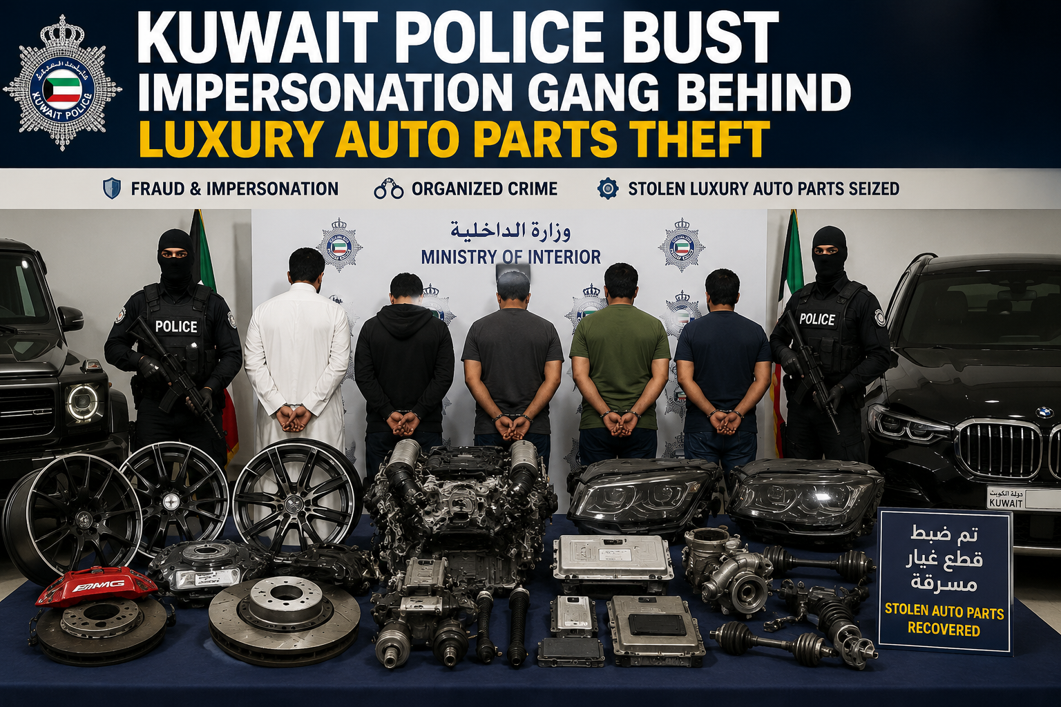 Kuwait luxury auto parts theft gang busted