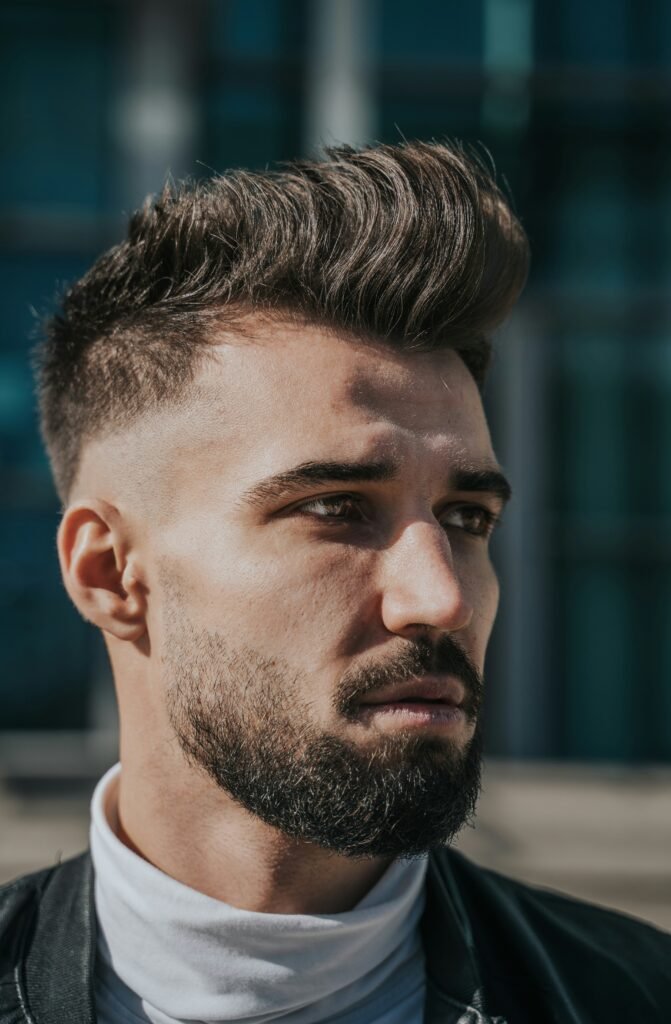 Drop Fade with Messy Quiff 