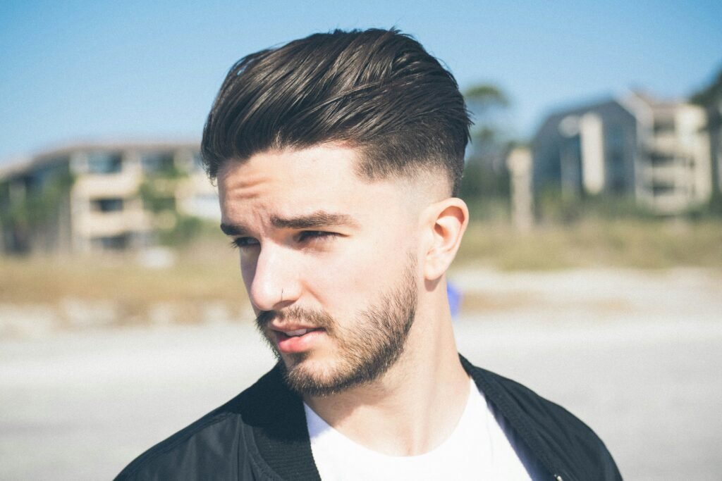Low Skin Fade with Side Swept Hair