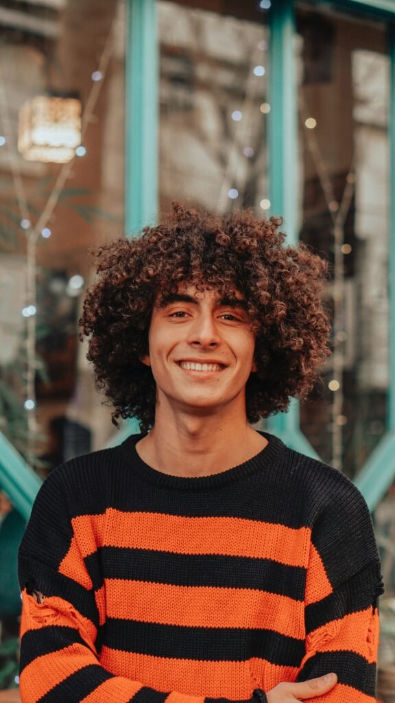 Mid Skin Fade with Curly Fringe